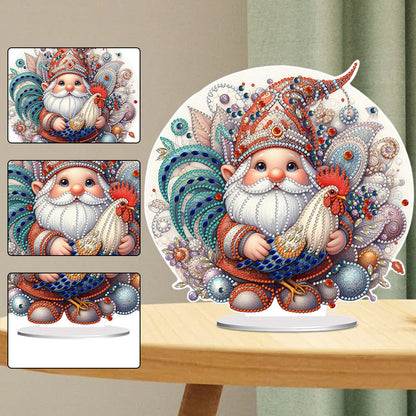 Rooster Gnome Special Shape Diamond Painting Desktop Decorations for Home Decor
