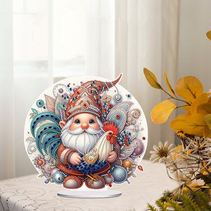Rooster Gnome Special Shape Diamond Painting Desktop Decorations for Home Decor
