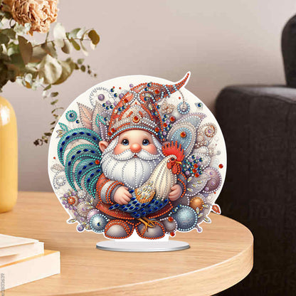 Rooster Gnome Special Shape Diamond Painting Desktop Decorations for Home Decor