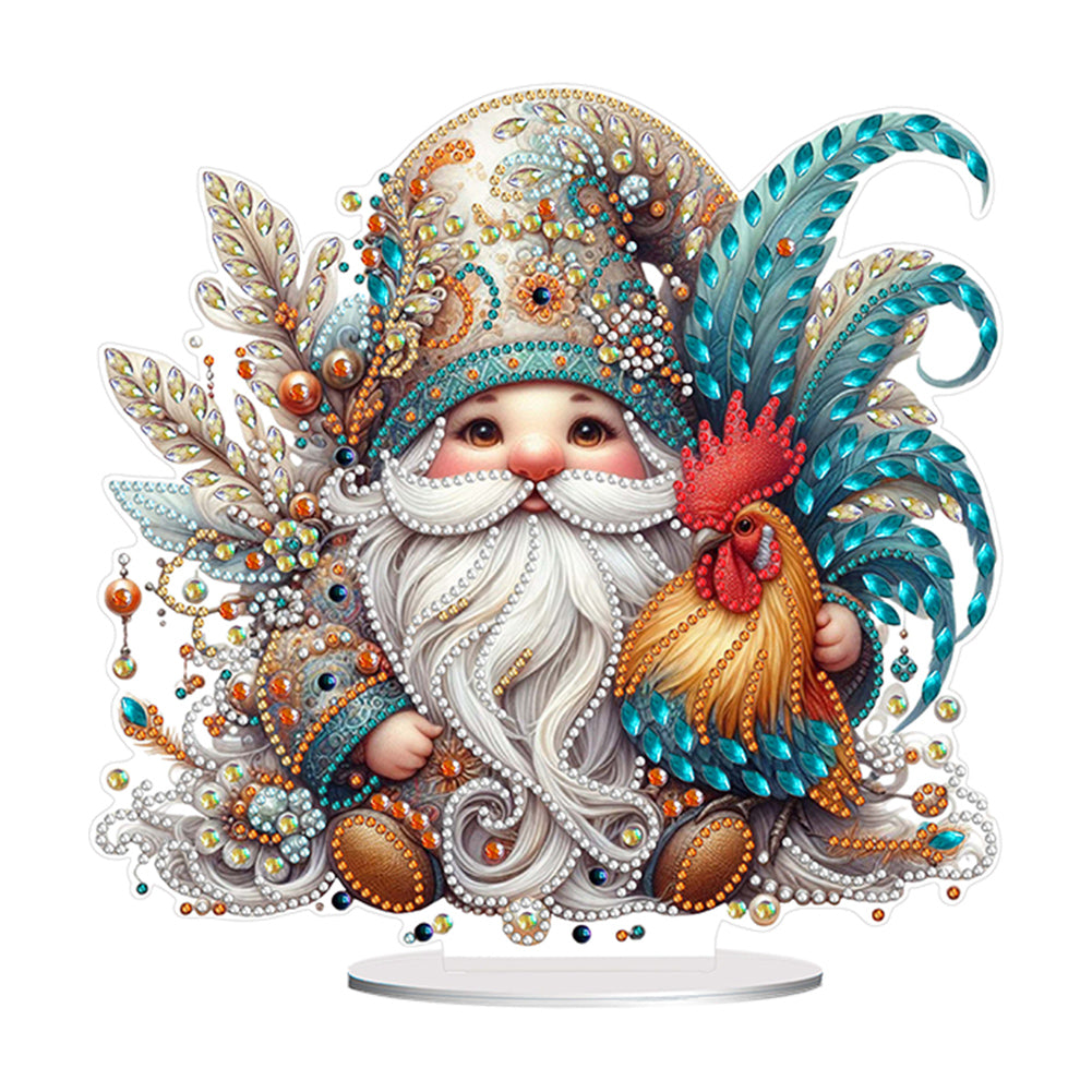 Rooster Gnome Special Shape Diamond Painting Desktop Decorations for Home Decor