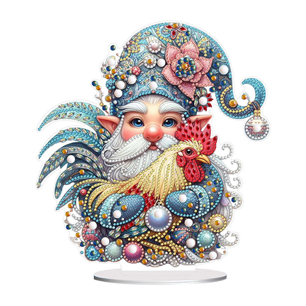 Rooster Gnome Special Shape Diamond Painting Desktop Decorations for Home Decor