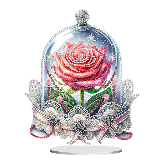 Special Shape Eternal Rose Desktop Diamond Art Kit for Home Office Desktop Decor
