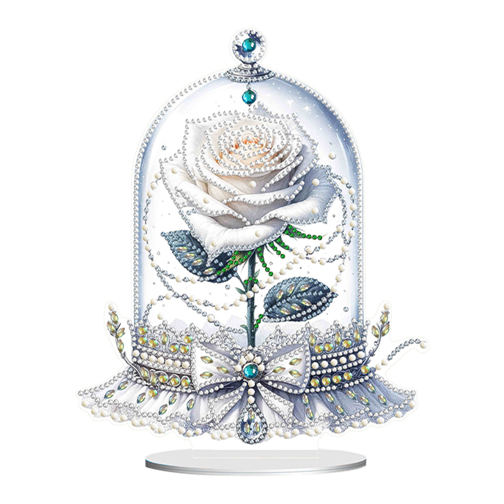 Special Shape Eternal Rose Desktop Diamond Art Kit for Home Office Desktop Decor