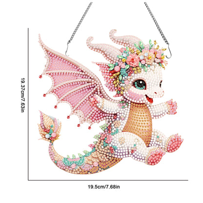Acrylic Single-Side Dragon 5D DIY Diamond Painting Dots Pendant for Office Decor
