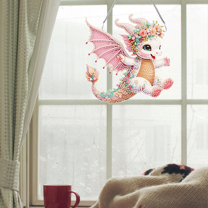 Acrylic Single-Side Dragon 5D DIY Diamond Painting Dots Pendant for Office Decor