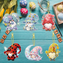 Load image into Gallery viewer, 6 Pcs Double Side Handmade Cute Gnome Diamond Painting Keychain for Office Decor
