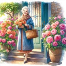 Load image into Gallery viewer, Diamond Painting - Full Round - garden old lady (30*30CM)
