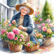 Load image into Gallery viewer, Diamond Painting - Full Round - garden old lady (30*30CM)
