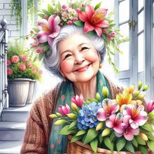 Load image into Gallery viewer, Diamond Painting - Full Round - garden old lady (30*30CM)
