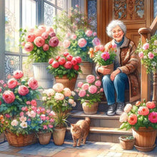 Load image into Gallery viewer, Diamond Painting - Full Round - garden old lady (30*30CM)
