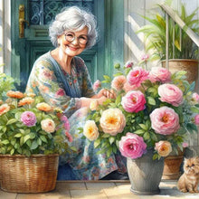 Load image into Gallery viewer, Diamond Painting - Full Round - garden old lady (30*30CM)
