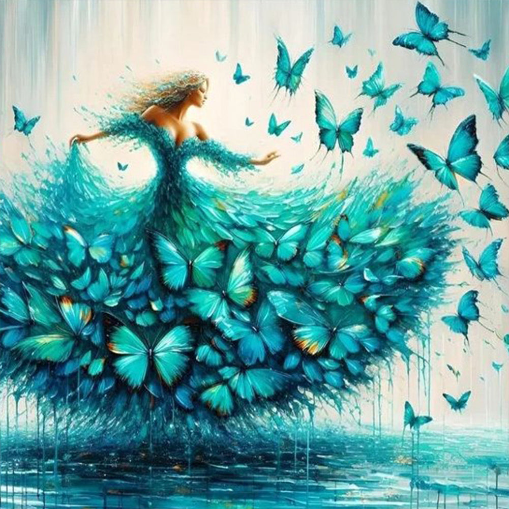 Diamond Painting - Full Round - Woman in elegant butterfly skirt (30*30CM)