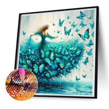 Load image into Gallery viewer, Diamond Painting - Full Round - Woman in elegant butterfly skirt (30*30CM)
