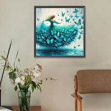 Load image into Gallery viewer, Diamond Painting - Full Round - Woman in elegant butterfly skirt (30*30CM)
