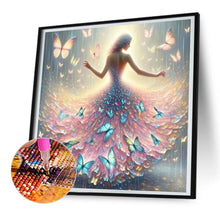 Load image into Gallery viewer, Diamond Painting - Full Round - Woman in elegant butterfly skirt (30*30CM)
