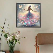 Load image into Gallery viewer, Diamond Painting - Full Round - Woman in elegant butterfly skirt (30*30CM)
