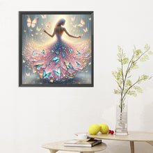 Load image into Gallery viewer, Diamond Painting - Full Round - Woman in elegant butterfly skirt (30*30CM)
