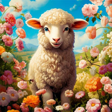 Load image into Gallery viewer, Diamond Painting - Full Round - little sheep among flowers (30*30CM)
