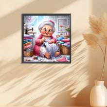 Load image into Gallery viewer, Diamond Painting - Full Round - Old lady with sewing machine (30*30CM)
