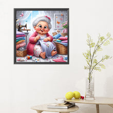 Load image into Gallery viewer, Diamond Painting - Full Round - Old lady with sewing machine (30*30CM)
