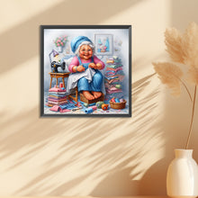 Load image into Gallery viewer, Diamond Painting - Full Round - Old lady with sewing machine (30*30CM)
