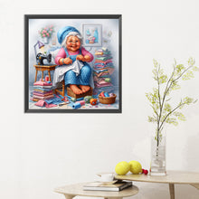 Load image into Gallery viewer, Diamond Painting - Full Round - Old lady with sewing machine (30*30CM)
