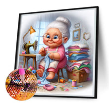 Load image into Gallery viewer, Diamond Painting - Full Round - Old lady with sewing machine (30*30CM)
