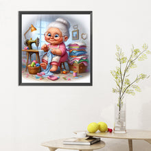Load image into Gallery viewer, Diamond Painting - Full Round - Old lady with sewing machine (30*30CM)
