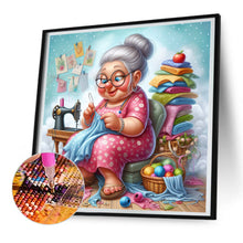 Load image into Gallery viewer, Diamond Painting - Full Round - Old lady with sewing machine (30*30CM)
