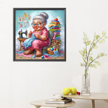Load image into Gallery viewer, Diamond Painting - Full Round - Old lady with sewing machine (30*30CM)
