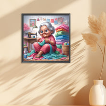 Load image into Gallery viewer, Diamond Painting - Full Round - Old lady with sewing machine (30*30CM)

