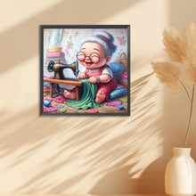 Load image into Gallery viewer, Diamond Painting - Full Round - Old lady with sewing machine (30*30CM)
