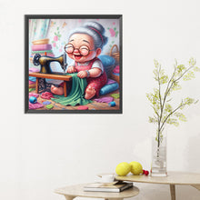 Load image into Gallery viewer, Diamond Painting - Full Round - Old lady with sewing machine (30*30CM)
