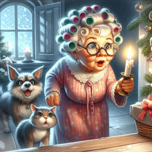 Load image into Gallery viewer, Diamond Painting - Full Round - old lady holding candle (30*30CM)
