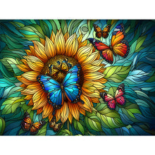 Load image into Gallery viewer, Diamond Painting - Full Round - Sunflower Butterfly Glass Art (40*30CM)
