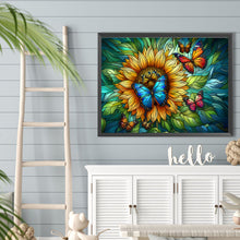 Load image into Gallery viewer, Diamond Painting - Full Round - Sunflower Butterfly Glass Art (40*30CM)
