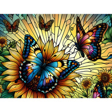 Load image into Gallery viewer, Diamond Painting - Full Round - Sunflower Butterfly Glass Art (40*30CM)
