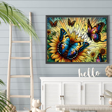 Load image into Gallery viewer, Diamond Painting - Full Round - Sunflower Butterfly Glass Art (40*30CM)

