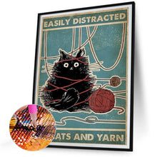 Load image into Gallery viewer, Diamond Painting - Full Round - Cat and yarn ball calligraphy and painting (30*40CM)
