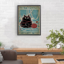 Load image into Gallery viewer, Diamond Painting - Full Round - Cat and yarn ball calligraphy and painting (30*40CM)
