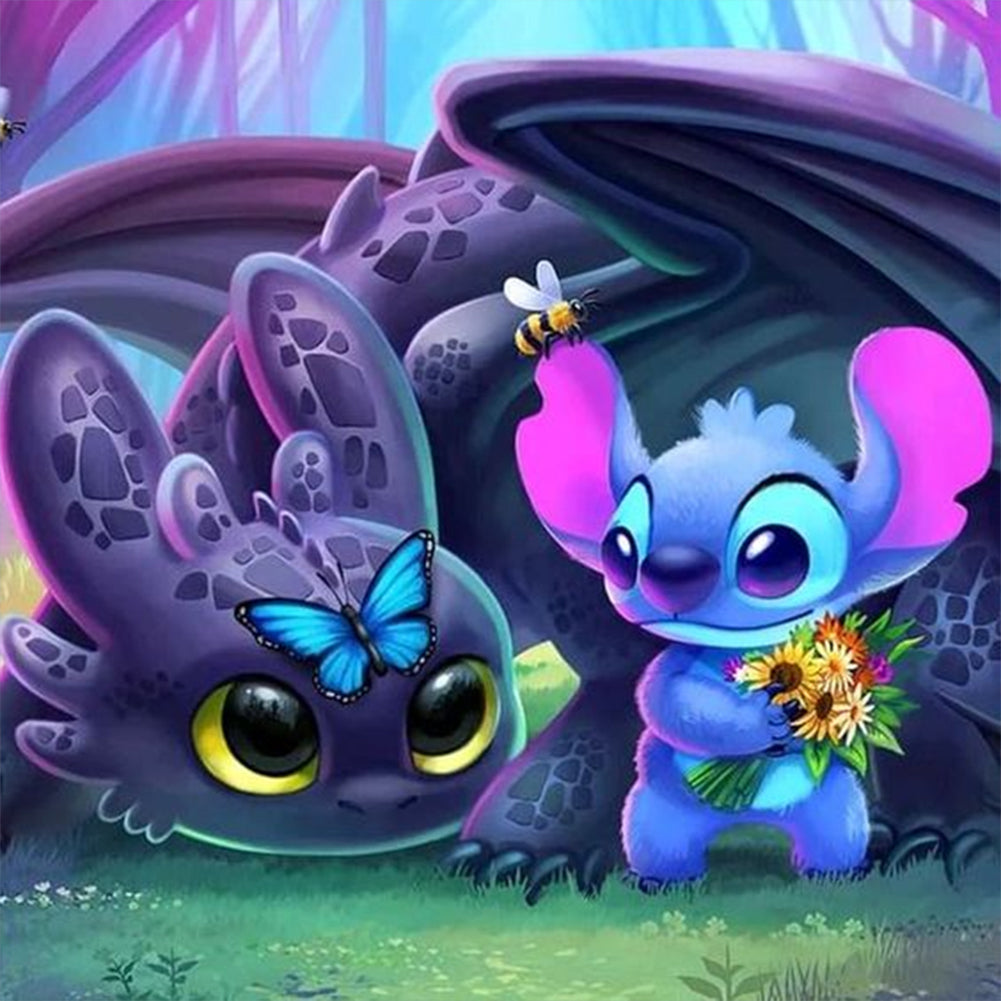 Diamond Painting - Full Round - Stitch and Toothless (30*30CM)