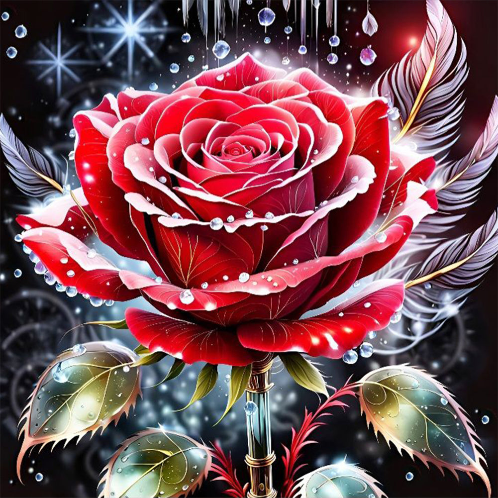 Diamond Painting - Full Round - Beautiful red rose (30*30CM)