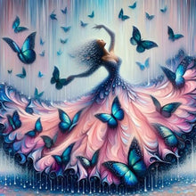 Load image into Gallery viewer, Diamond Painting - Full Round - butterfly skirt girl (30*30CM)
