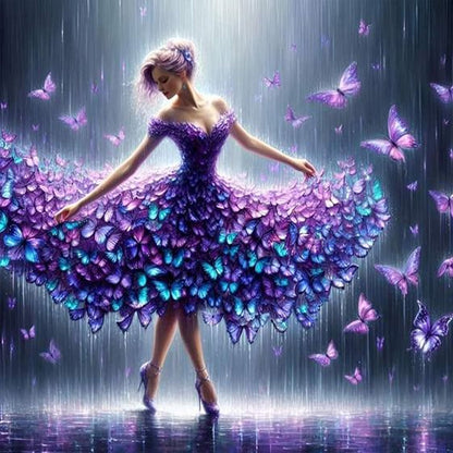 Diamond Painting - Full Round - butterfly skirt girl (30*30CM)