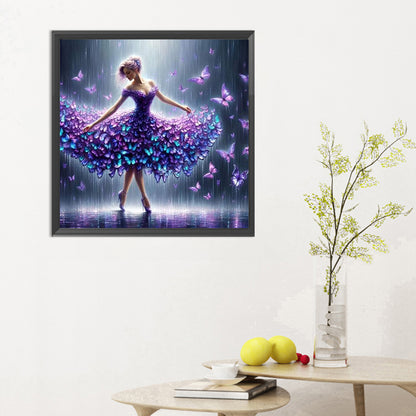 Diamond Painting - Full Round - butterfly skirt girl (30*30CM)