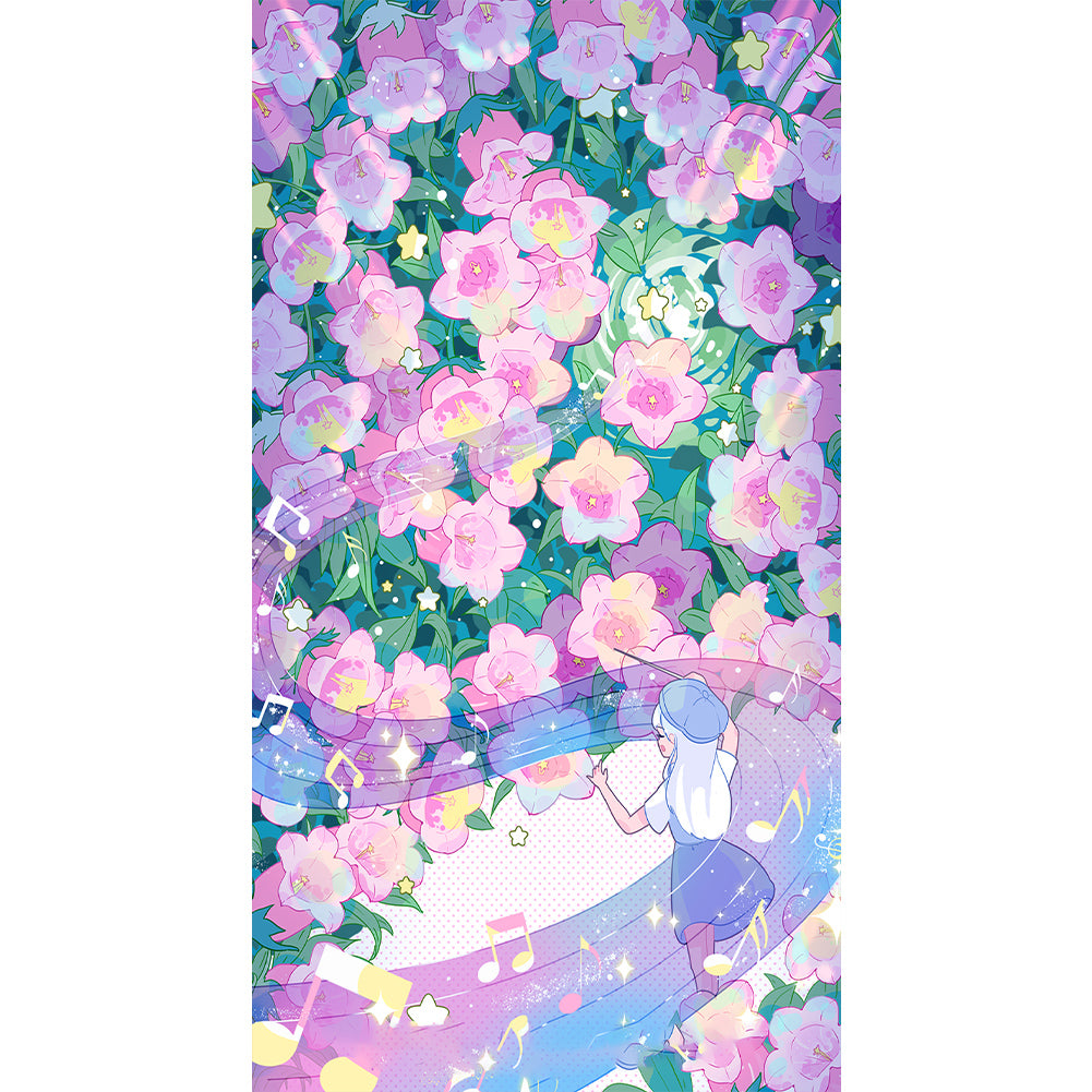 Diamond Painting - Full Round - Flower Melody and Girl (40*70CM)