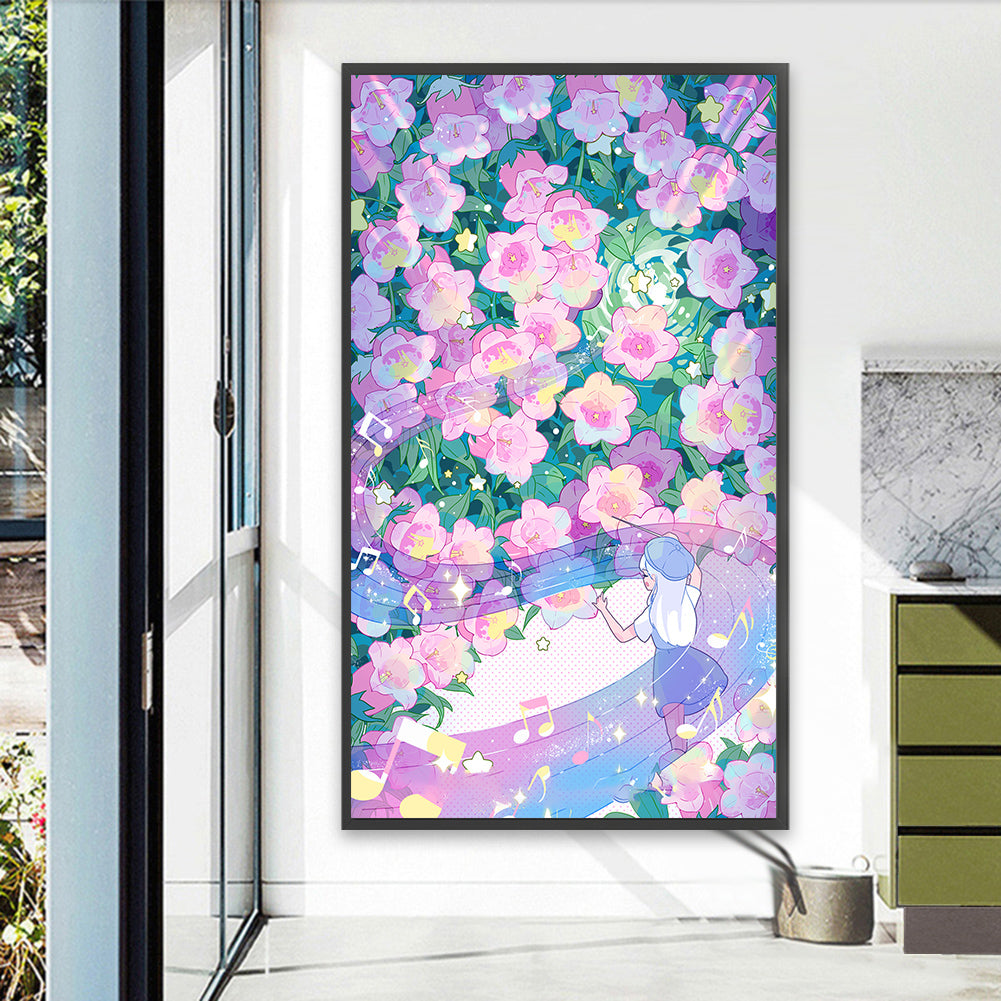 Diamond Painting - Full Round - Flower Melody and Girl (40*70CM)