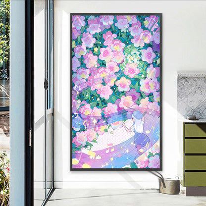 Diamond Painting - Full Round - Flower Melody and Girl (40*70CM)