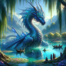 Load image into Gallery viewer, Diamond Painting - Full Round - dragon in water (40*40CM)
