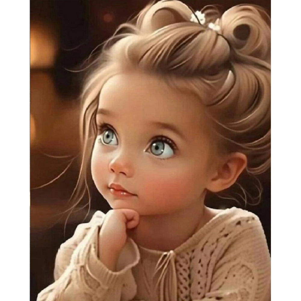 Diamond Painting - Full Round - Pensive little blond girl (40*50CM)